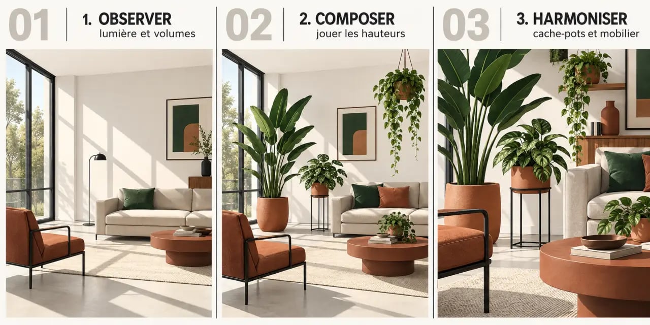 Comment intégrer des plantes vertes dans sa décoration intérieure avec une mise en scène par niveaux