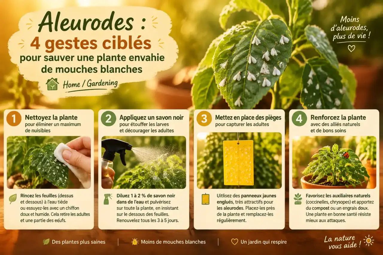 Aleurodes : 4 gestes ciblés pour sauver une plante envahie de mouches blanches
