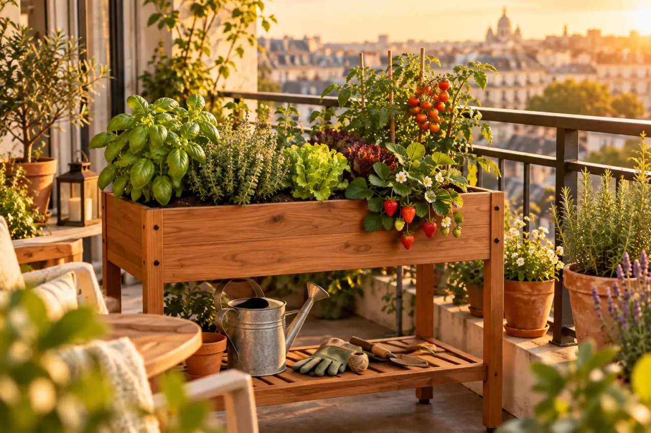 Potager sur pied : le bon format pour cultiver sur un balcon sans se baisser
