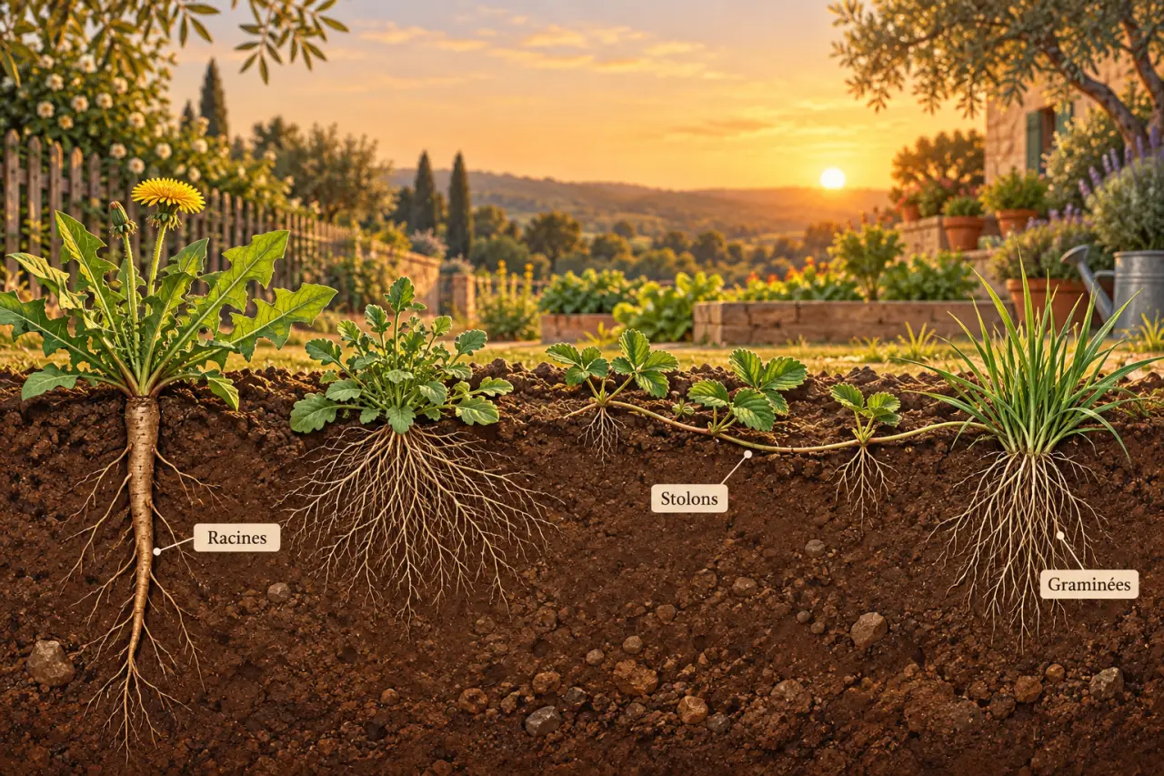 Liste des mauvaises herbes : identifiez leurs racines, stolons et graminées avant d’agir