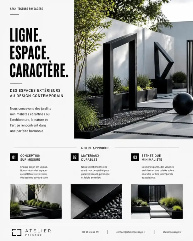 Décoration de jardin originale style contemporain avec sculptures en métal noir