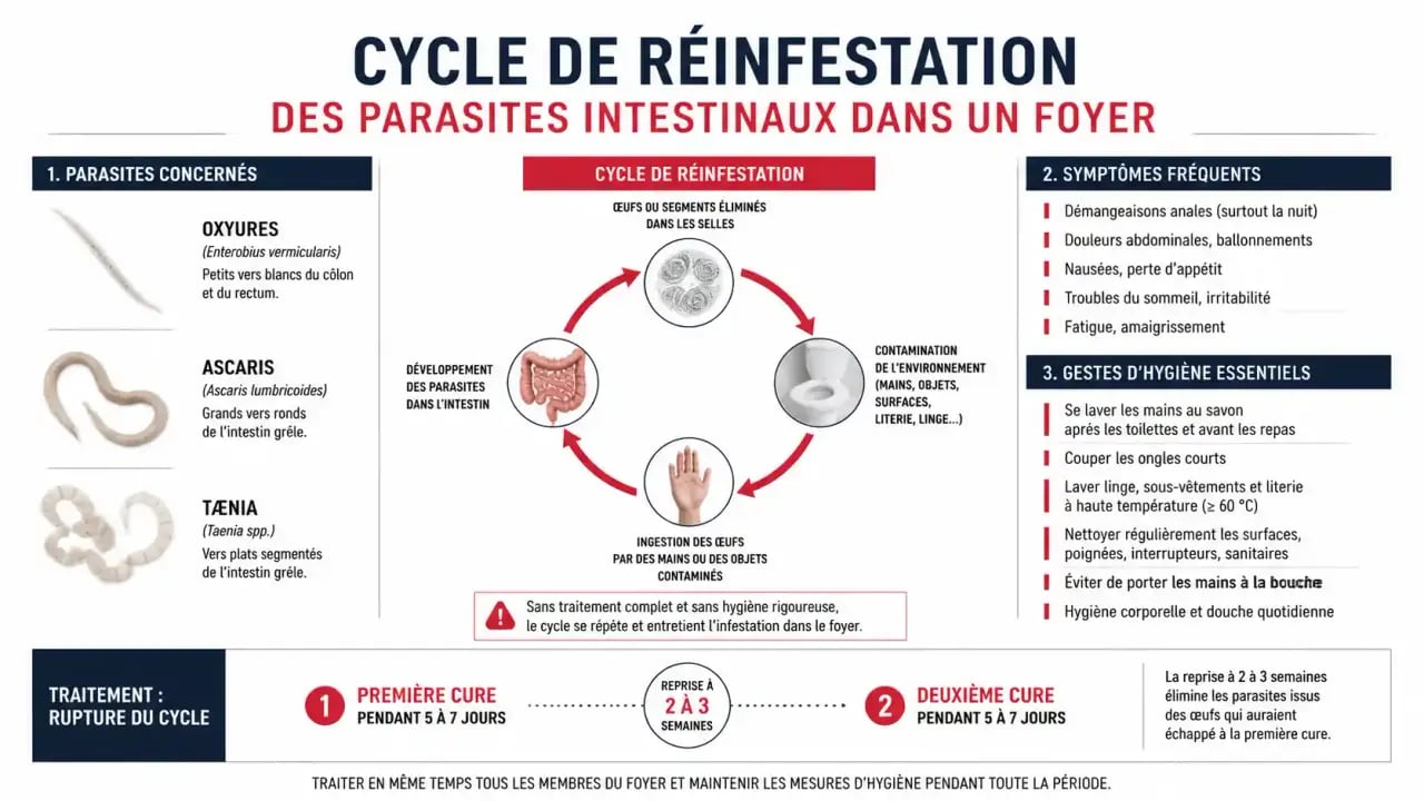 Antiparasitaire naturel : schéma du cycle, des symptômes et de l’hygiène